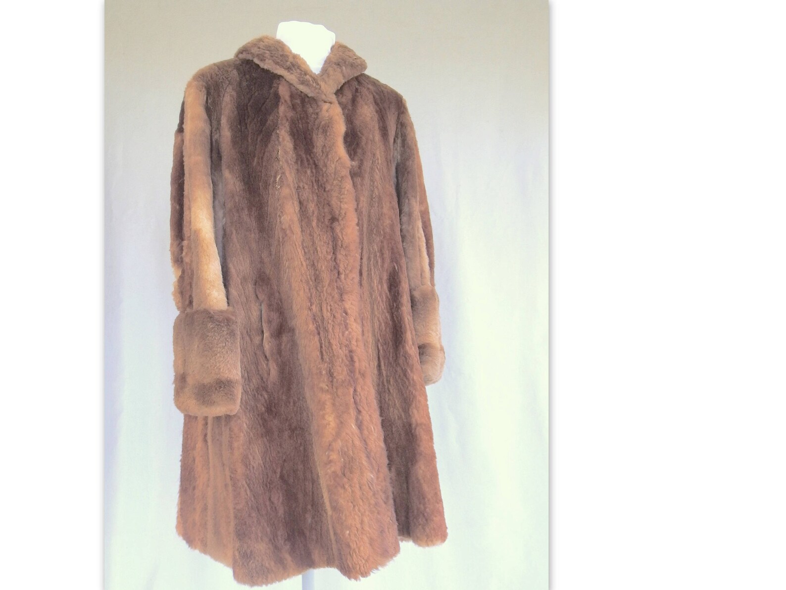 Vintage Leather Faux Fur Swing Coat 10 12