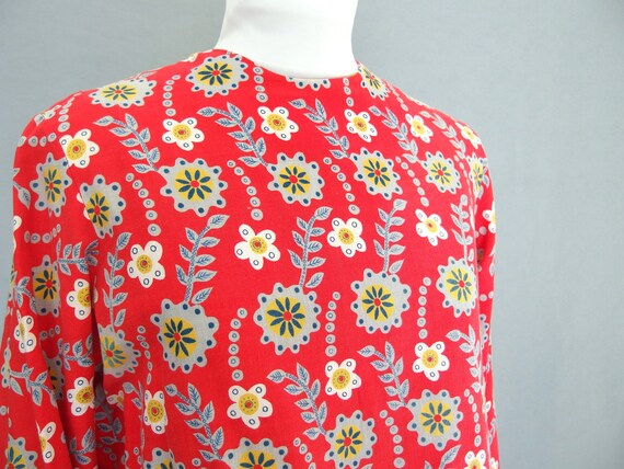 Red / Blue Blouse, Vintage 1970's Folk Inspired B… - image 3