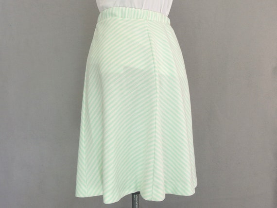 Green Striped Skirt, Vintage Pastel Chevron Skirt… - image 4