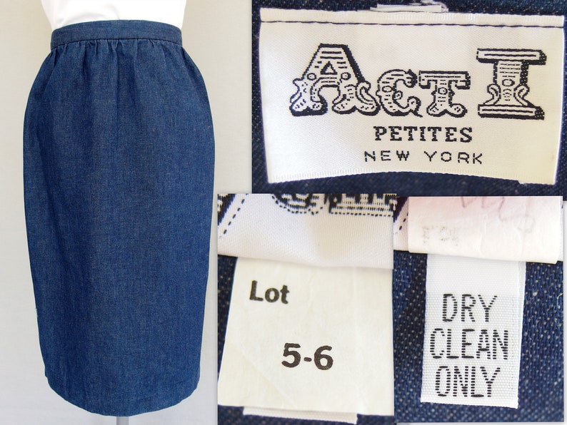 Denim Peplum Suit, Vintage 1980's Outfit with Studded Belt, Fits Size 4, Extra Small image 8