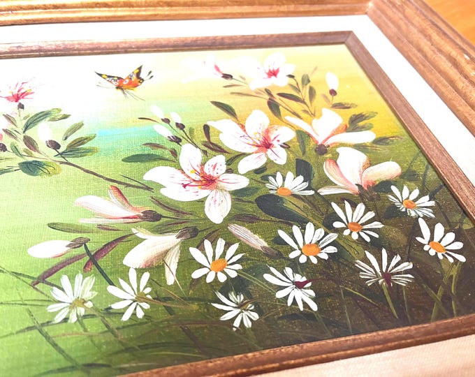 Vintage 1978 Oil Painting: Floral Still Life with Butterflies by C.Z. Chan - Certified Estate Art