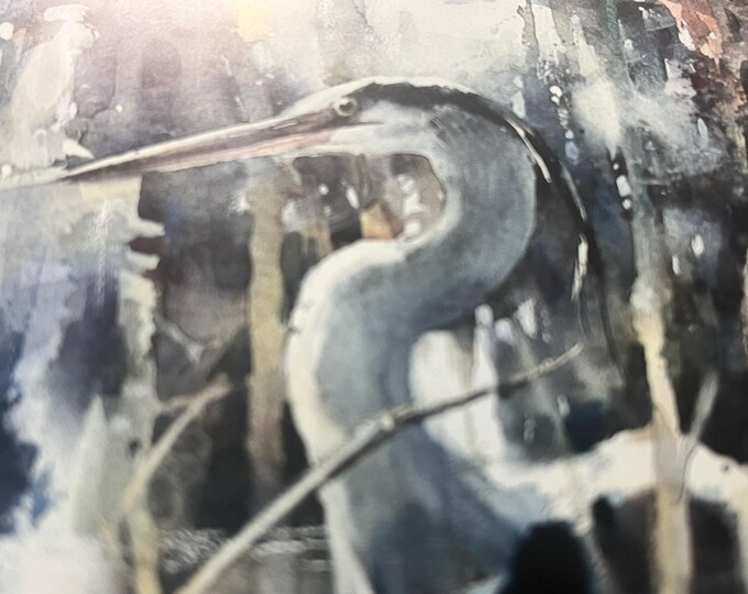 Brent Heighton Collectible Heron Print: Keeper of the Pond - Framed Nature Scene Wall Art 21x19