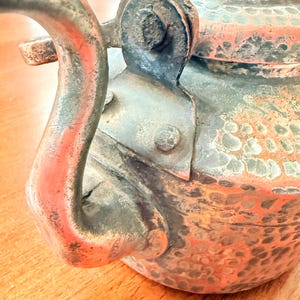 Antique Hand-Hammered Copper Teapot | Anglo-Indian 1880s Raj Era | Colonial Decor | Rustic Vintage Kettle