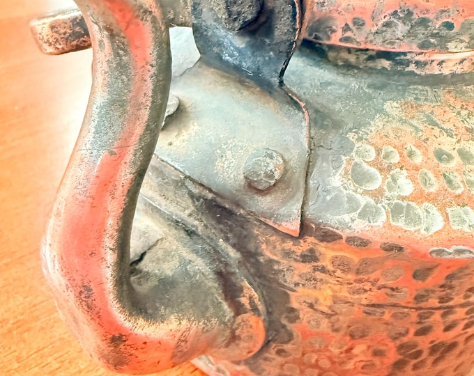 Antique Hand-Hammered Copper Teapot | Anglo-Indian 1880s Raj Era | Colonial Decor | Rustic Vintage Kettle