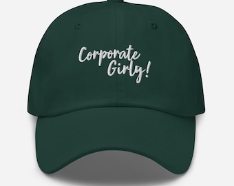 corporate girly- cute gift for your corporate bestie- Cotton Embroidered Cap - Multiple Colors