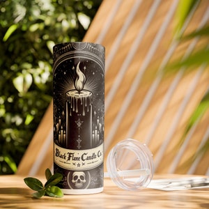 Vaso de llama negra, vaso de bruja, vaso de Halloween, vela de llama negra Co., vaso de acero inoxidable, regalo de bruja, regalo de Halloween