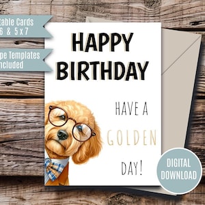 Niedliche Professor Golden Doodle Karte für den Mann in Deinem Leben | Hundeliebhaber | Druckbare Karte | 10x18 & 13x18 | Umschlagvorlagen enthalten