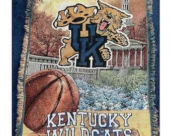 Manta tejida de los Kentucky Wildcats de 46x58 pulgadas, tapiz de baloncesto de la Universidad de Kentucky.