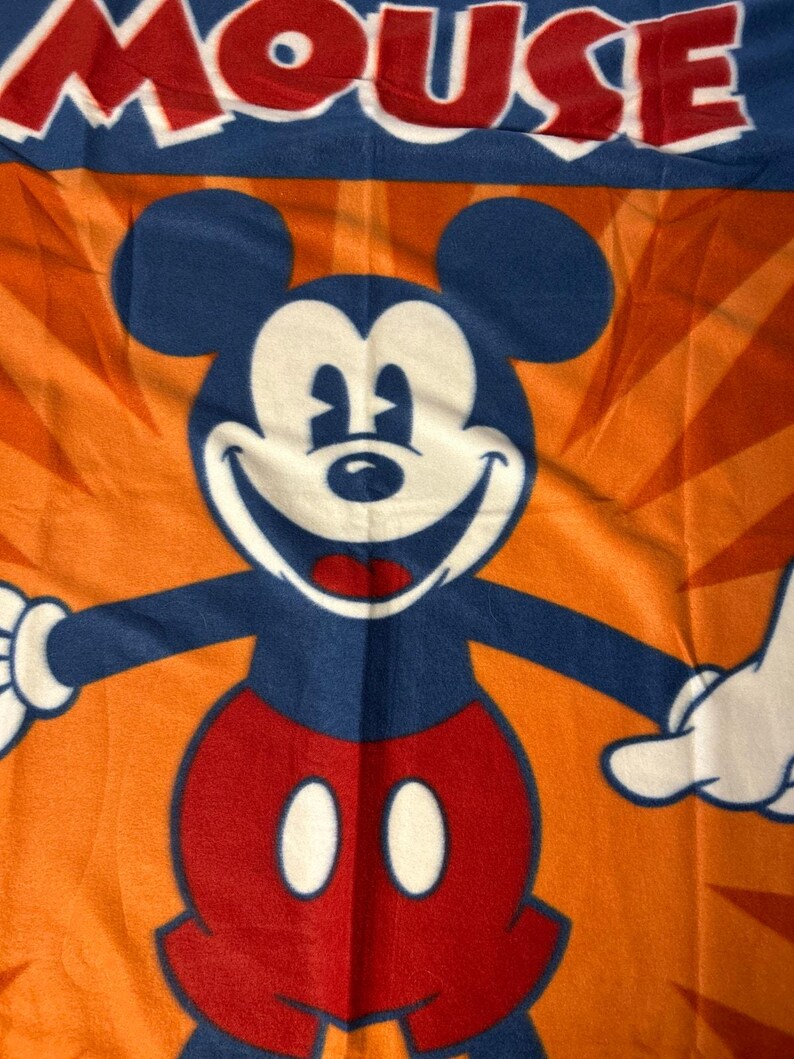 Walt Disney World Mickey Mouse Throw Blanket 40x60 Plush Fleece Blue Orange image 2
