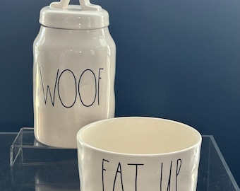 Zestaw misek i pojemników na smakołyki dla psa Rae Dunn Woof Artisan Collection Magenta, miłośniczka psów