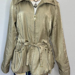 Zwart metallic goud utility-jack met luipaardprint dames 52/54 oversized Y2K-jas met rits