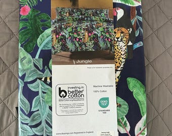 Funda nórdica con estampado de guepardo, tamaño king, ropa de cama de la selva, juego de ropa de cama tropical de algodón, decoración de dormitorio safari, juego de ropa de cama maximalista con estampado de leopardo verde.