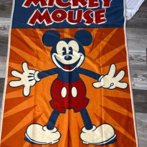 Walt Disney World Mickey Mouse Throw Blanket 40x60 Plush Fleece Blue Orange image 1