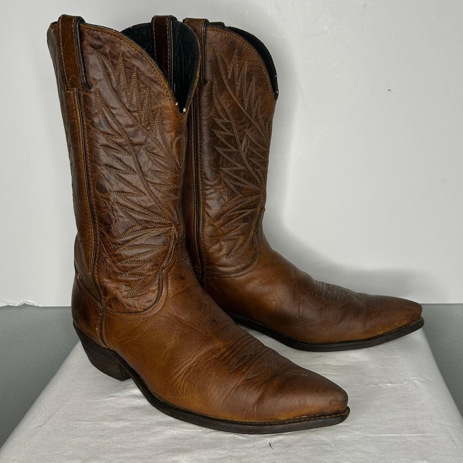 Brown Snip Toe Cowboy Boots - Etsy Canada