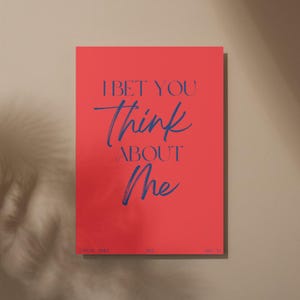 Pôster da letra de Taylor Swift I bet you think about me | Arte de parede | Download digital de arte para impressão | 4 proporções |