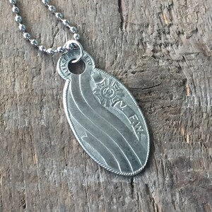 Charms on Chain, Vintage Return Key Tag on Base Metal Ball Chain, Reclaimed, Upcycled Gifts under 15, Gifts for Her