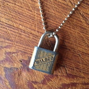 Charms on Chain, Vintage silver toned Padlock on Base Metal Ball Chain, Upcycled Gifts under 20, Gifts for Her,
