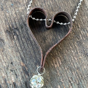 Charms on Chain, Vintage Iron Metal Primitive Heart on Base Metal Ball Chain, Reclaimed, Upcycled Gifts under 20, Gifts for Her, Heart Mat