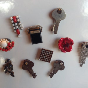 Vintage Key Magnet, Repurposed Refrigerator Magnets, Vintage home Decor, Gifts for Her, Gifts Under 10 image 3