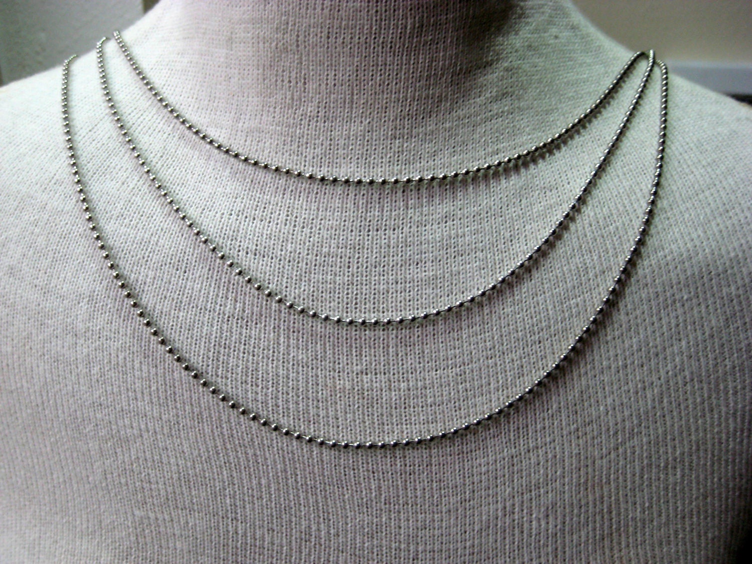 30 Nickel Plated Ball Chain Necklace, 30 Inches Long 2.4mm Bead Size 3 ...