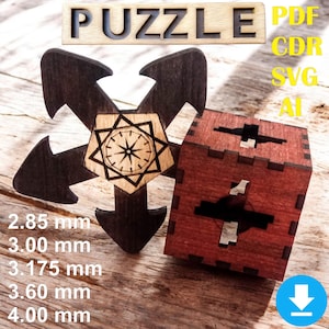 Escape Room Puzzle Würfel - DIY Laser Cut 3D Rätsel (Digitaler Download)