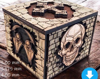 Gothic Skull Cross Box - Laser Cut File (PDF, CDR, SVG)