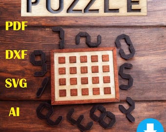 NUMBER PUZZLE For Kids, Laser Cut File