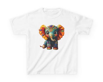 Kids Cotton Tee Adorable Baby Elephant Tshirt Big Kid