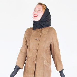 1970s Light Brown Fine Suede Leather Coat S M - VFG Member