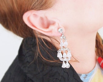 NOS 1960 Hattie Carnegie Chandelier Crystal Drop Earrings Sparkling & Unused with Tag • VFG