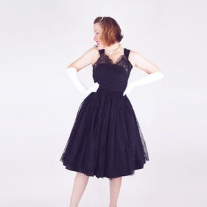 50s Black Chantilly Lace & Taffeta Circle Skirt Party Dress S - Etsy