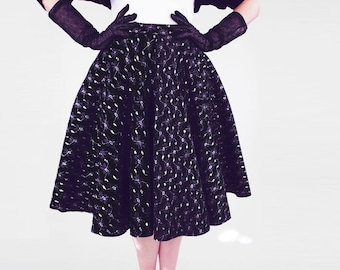 1950s Black Felt with Silver Lace Circle Skirt 24.5&quot; waist - VFG Member