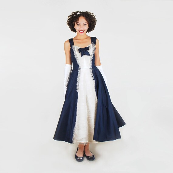 Navy taffeta dress hot sale