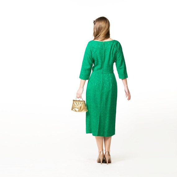 50s Green Cocktail Sheath Dress by R & K Original… - image 2