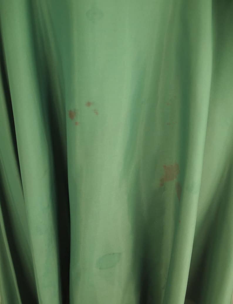 50s Green Print Layered Silk Chiffon Full Skirt Dress by Dauphine As-Is L VFG image 9
