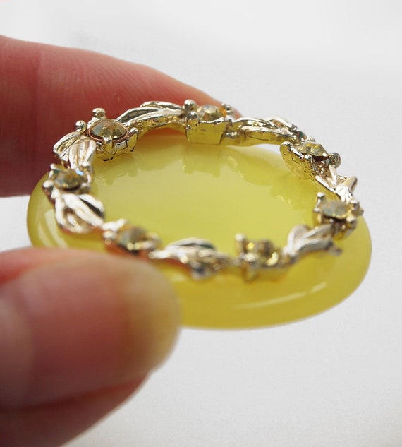 50s Yellow Moonglow Lucite Disk Clip on Earrings … - image 3