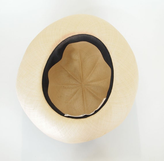 60s Black & Tan Natural Straw Breton Hat - Anita … - image 7