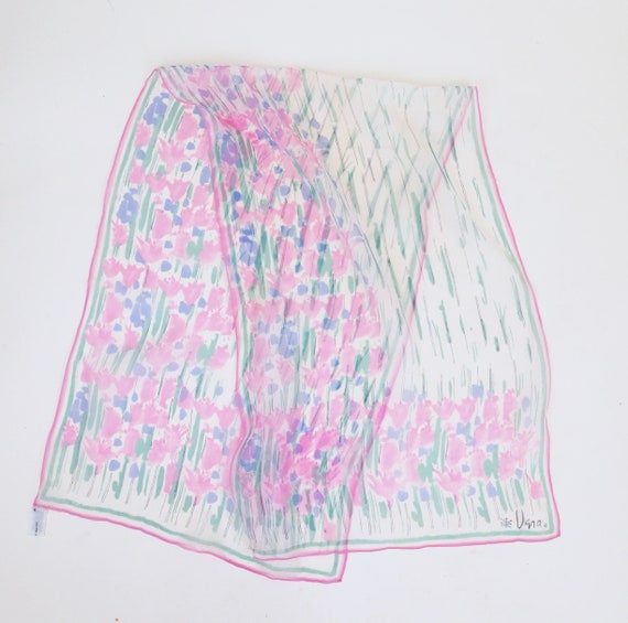 60s Vera Neumann Pink & Blue Flower Print Print V… - image 1