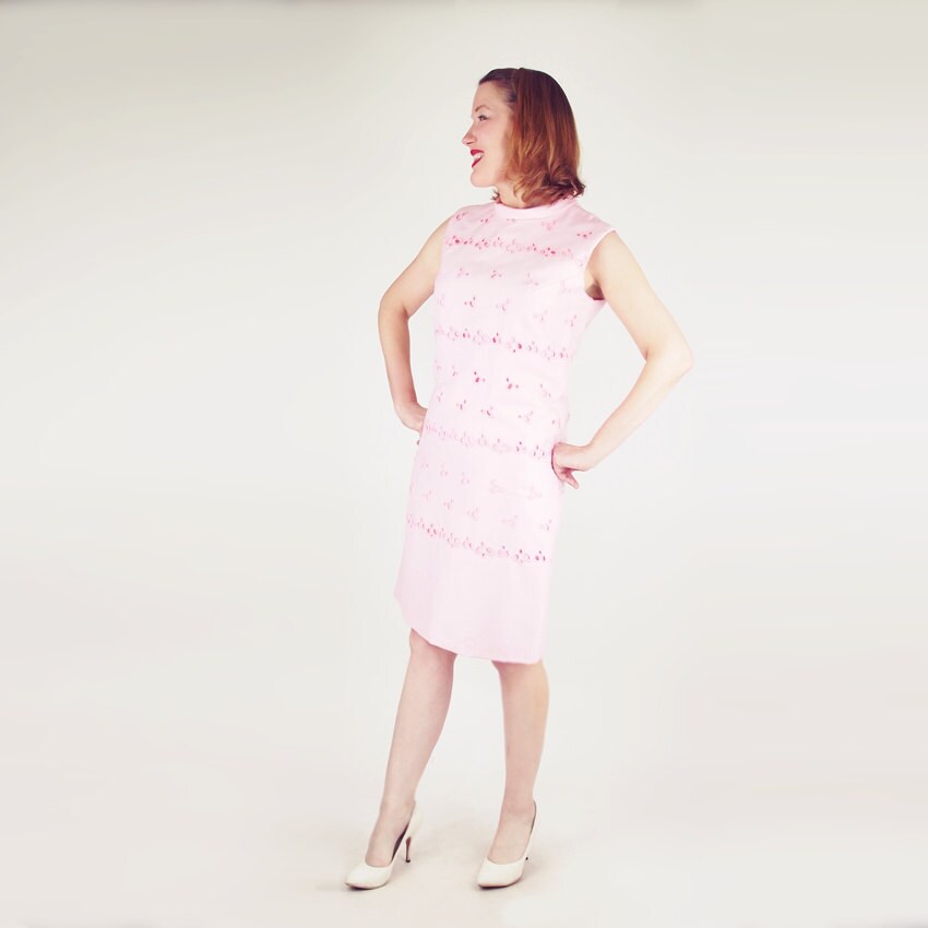 embroidered linen shift dress