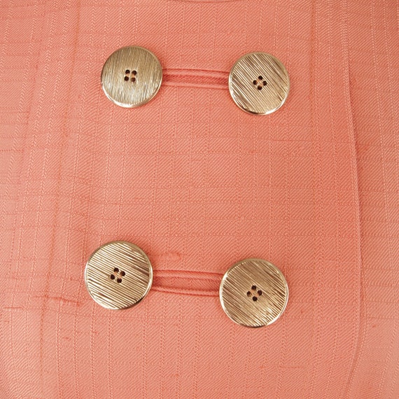 60s Peach Twilled Silk Shift Dress Barney Max S •… - image 3