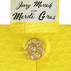 70s Yellow Piqué Dress with Ruffled Neckline by Mardi Gras S VFG image 5