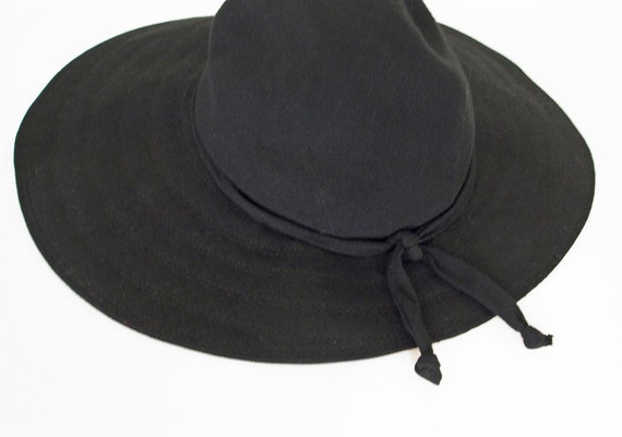 50s Wide Brim Black Flexible Fabric Hat by Debway… - image 3