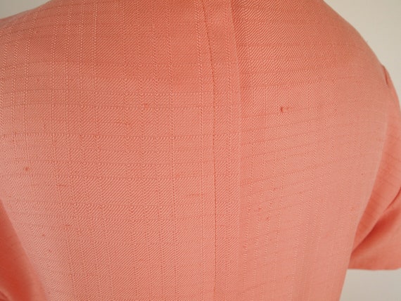 60s Peach Twilled Silk Shift Dress Barney Max S •… - image 4