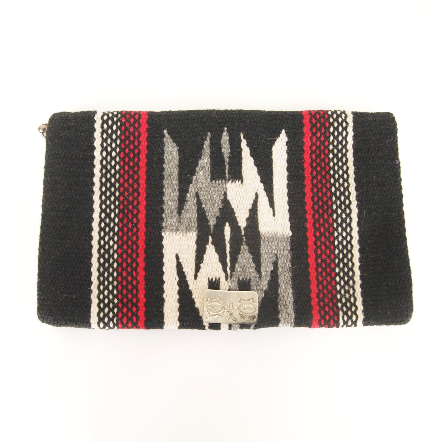 30s 40s Chimayo Purse Foldover Clutch Bag With Strap, Silver 30s 40s Chimayo Purse Foldover Clutch Bag With Strap, Silver