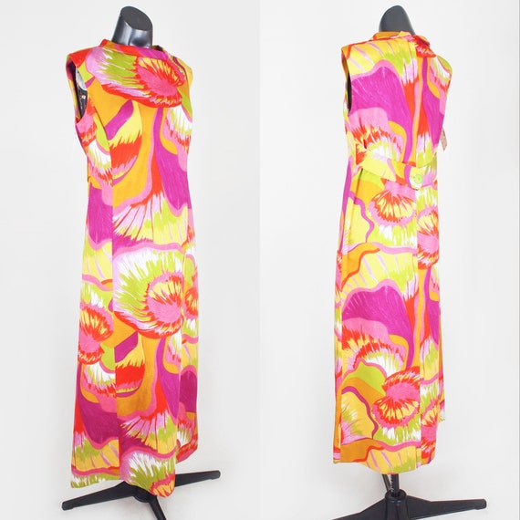 70s Wild Bright Print Cotton Long Dress by Alex C… - image 3