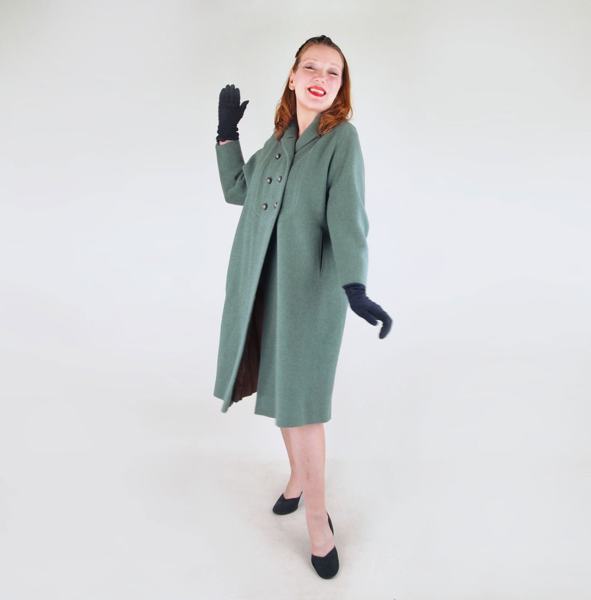Sage green wool coat Clearance