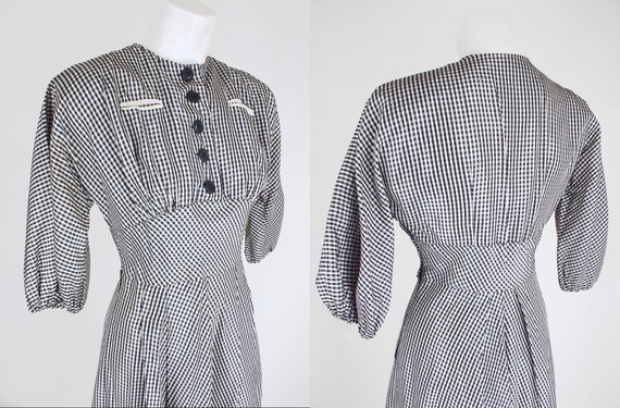 Late 40s Iridescent Gingham Dress S • Shimmering … - image 6