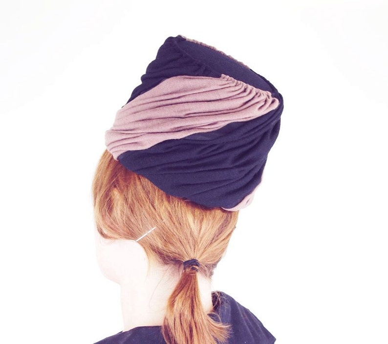 60s Hattie Carnegie Black & Brown Wool Knit Tall Toque Hat | Etsy