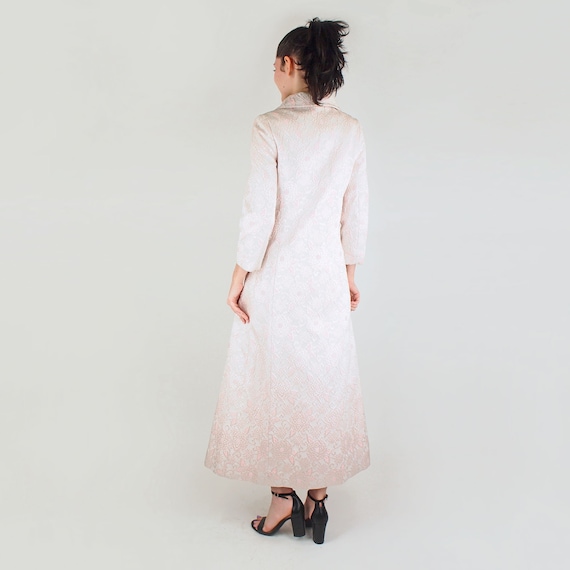 60s Silver Lamé & Pink Brocade Evening Coat + Dre… - image 2