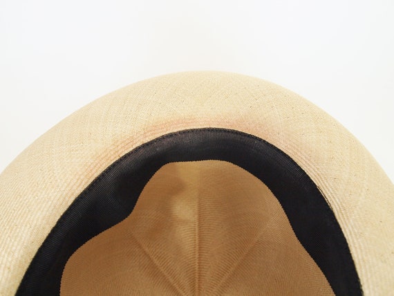 60s Black & Tan Natural Straw Breton Hat - Anita … - image 9